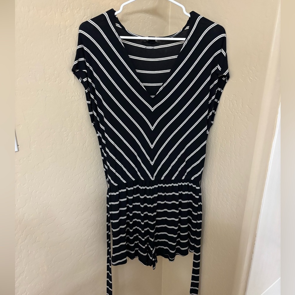 Black and White Striped Romper
